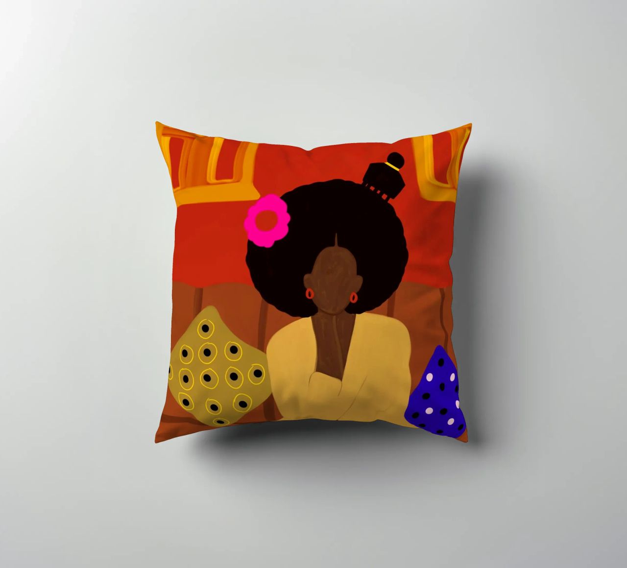 Afro Blossom decorative cushion by Mathudace Créas