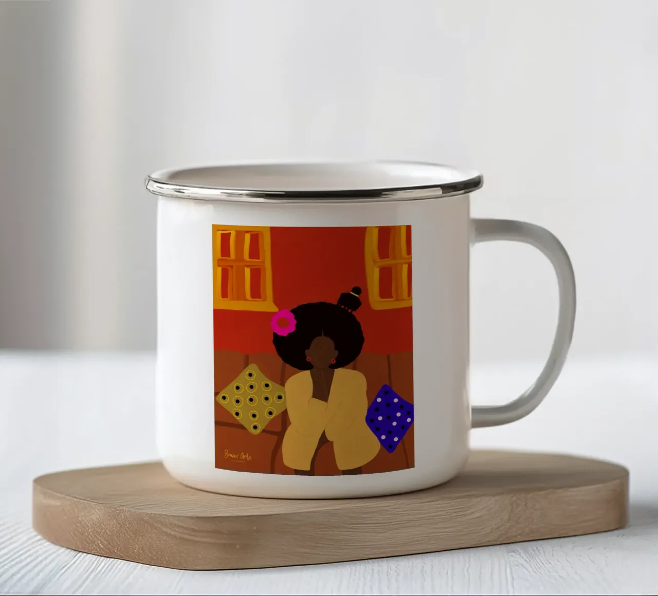 Afro Blossom tazza in smalto da Mathudace Créas