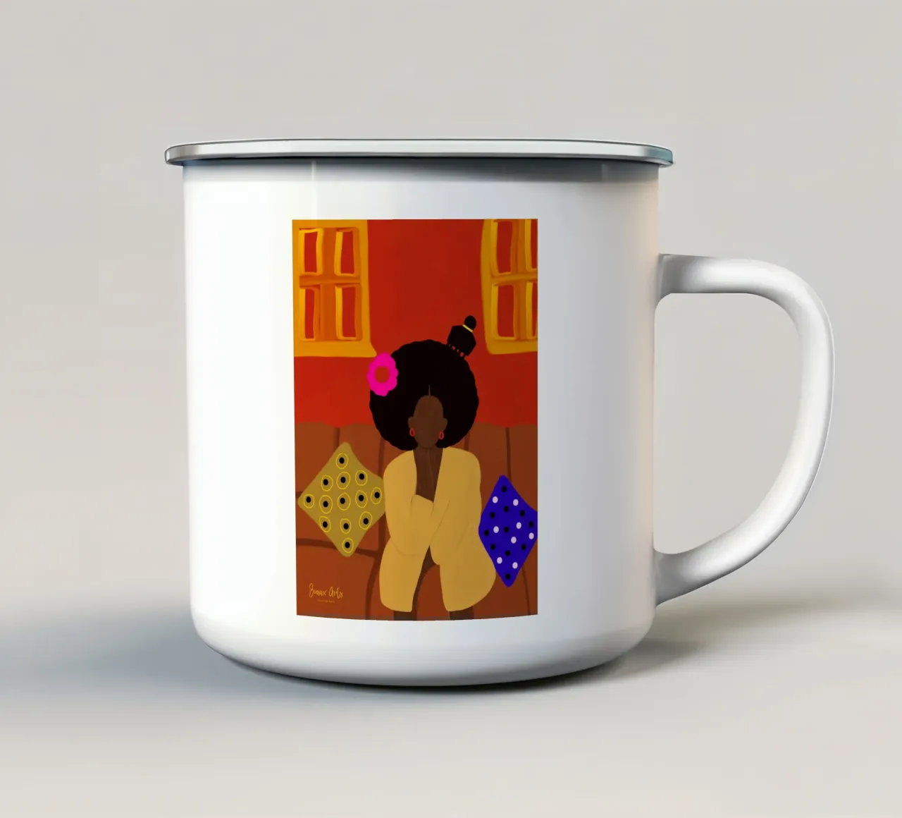Afro Blossom tazza in smalto da Mathudace Créas