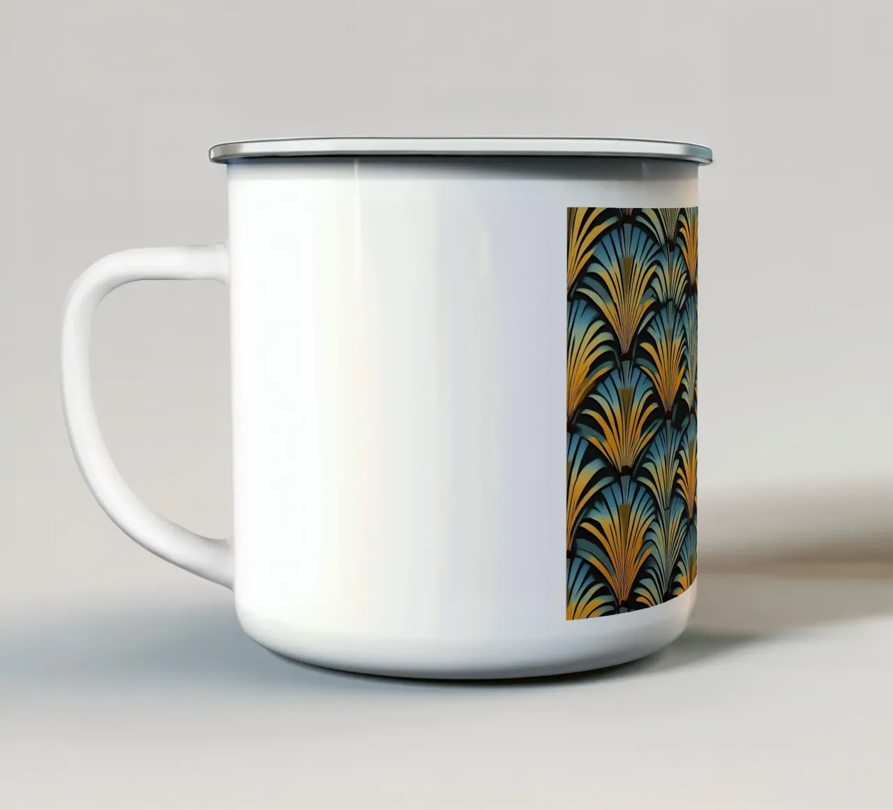 Art déco "Reflections of Radiance" (Riflessi di luce) tazza in smalto da Nikis Art Studio