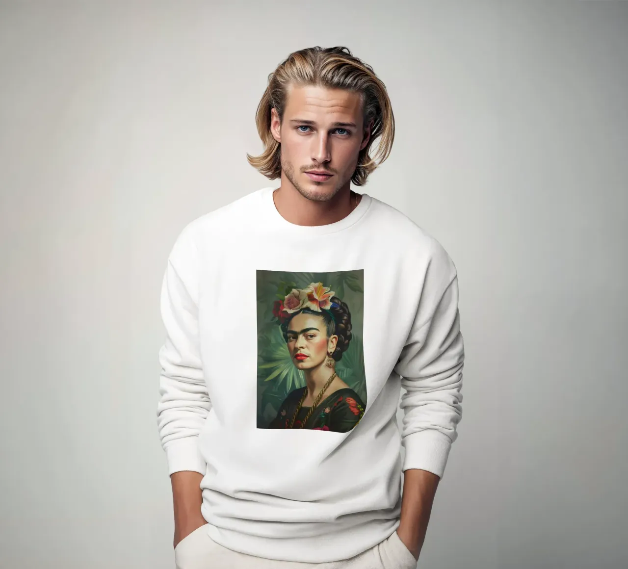 Frida Florale Tropische Malerei Sweatshirt von Carinaprint
