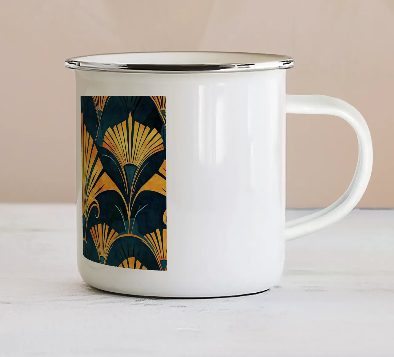 Art déco "Urban Luxe Canvas" tazza in smalto da Nikis Art Studio