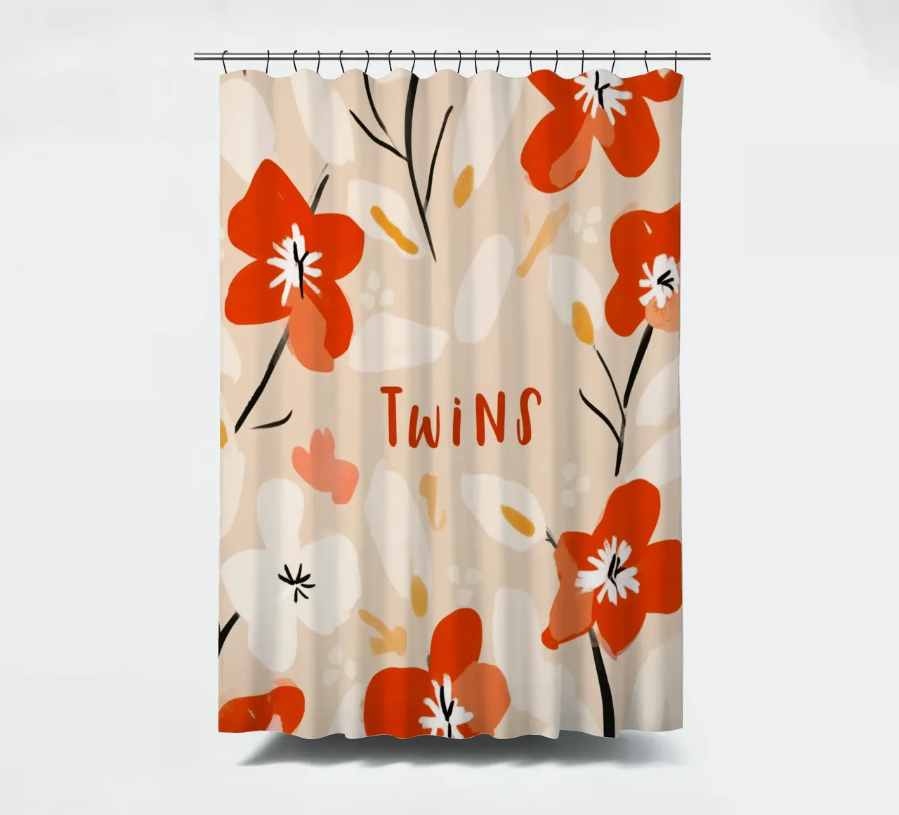 Twins (Red text) tenda da doccia da treechild