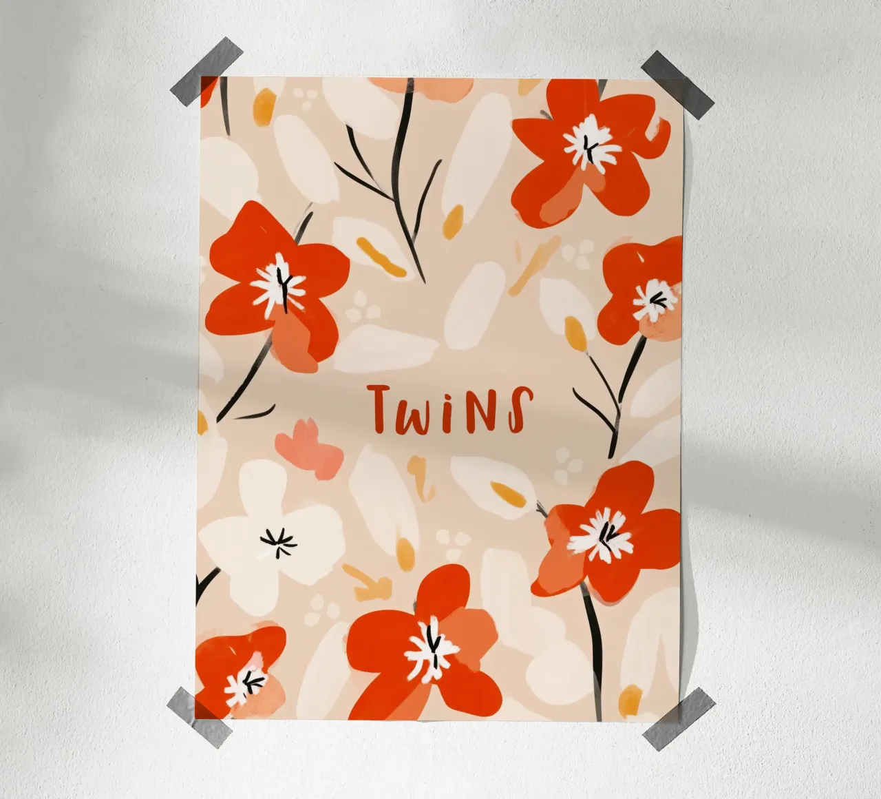 Twins (Red text) carta hahnemühle da treechild