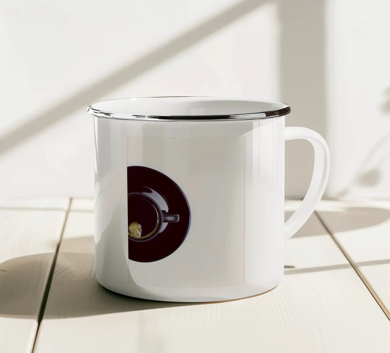 Black Coffee Emaille Tasse von Mathudace Créas