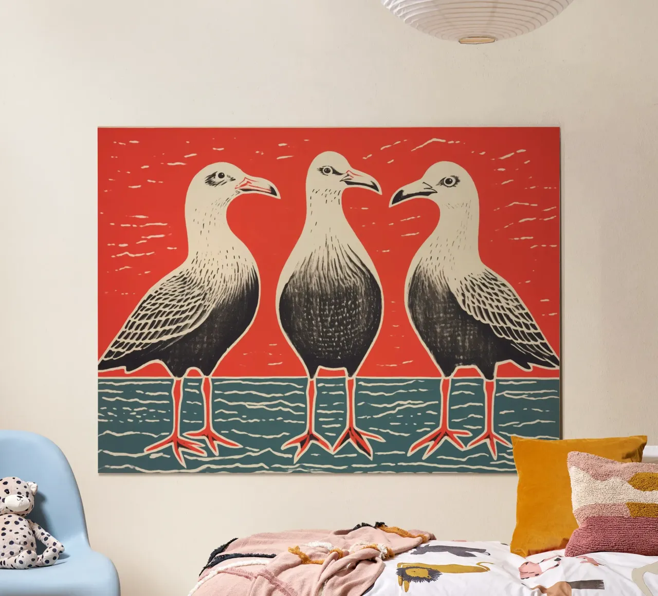 Tres gaviotas al atardecer | Motivo marítimo poster de Autofocus