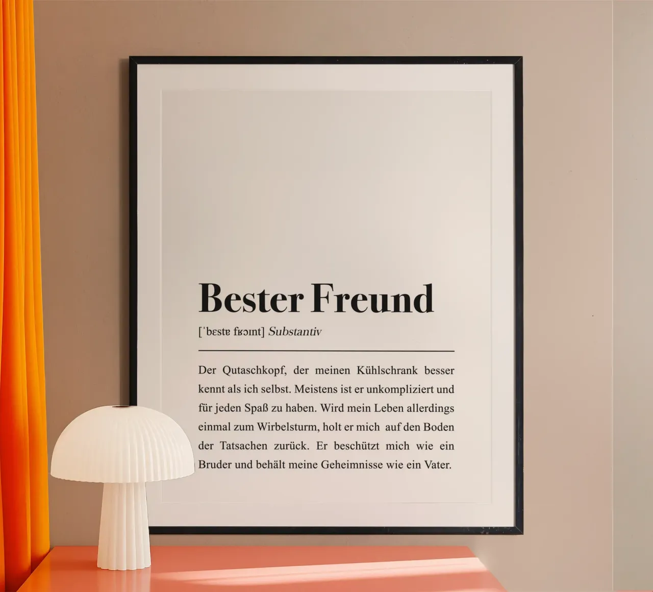Bester Freundin Definition: Freundschaft Spruch poster with aluminum frame by Pulse of Art