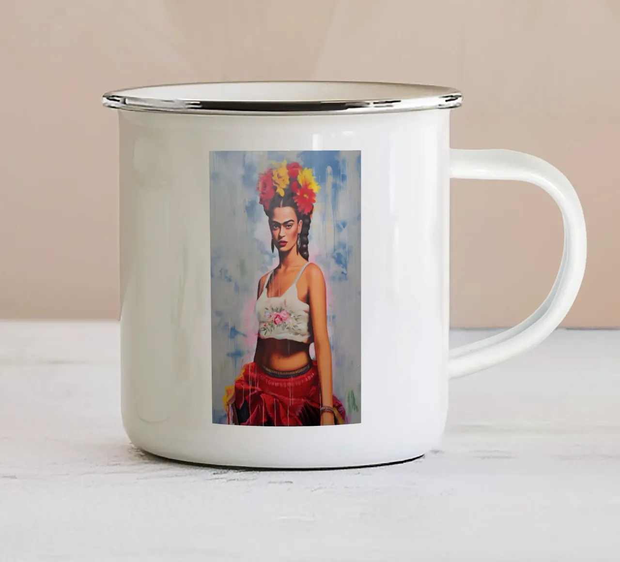 Frida pazza pop tazza in smalto da Carinaprint