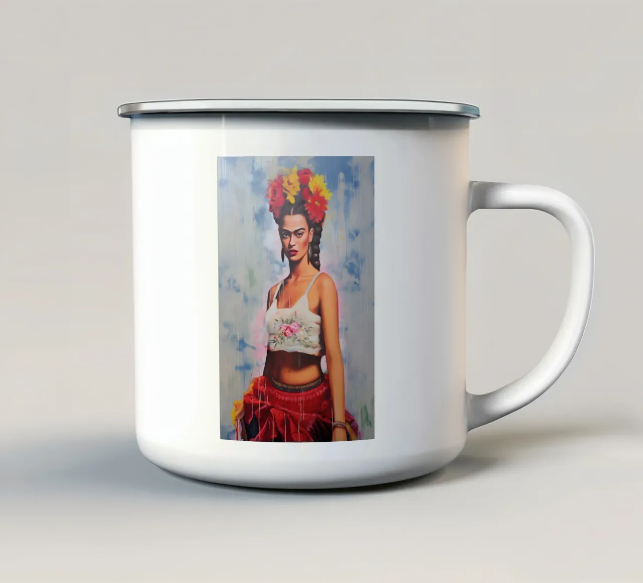 Frida pazza pop tazza in smalto da Carinaprint