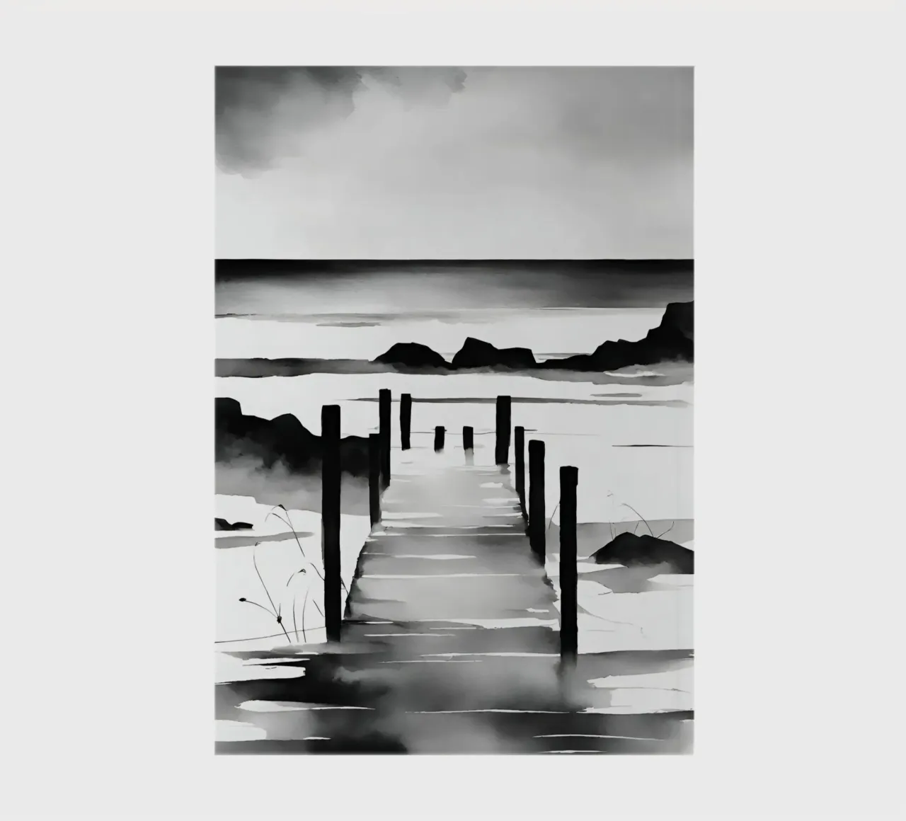 Steg am See - Aquarell notebook by Ohkimiko