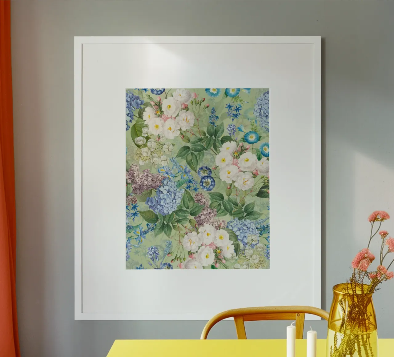 Barockes Pastell Botanischer Blumengarten Poster mit Kunststoffrahmen von Flower Garden - Uta Naumann