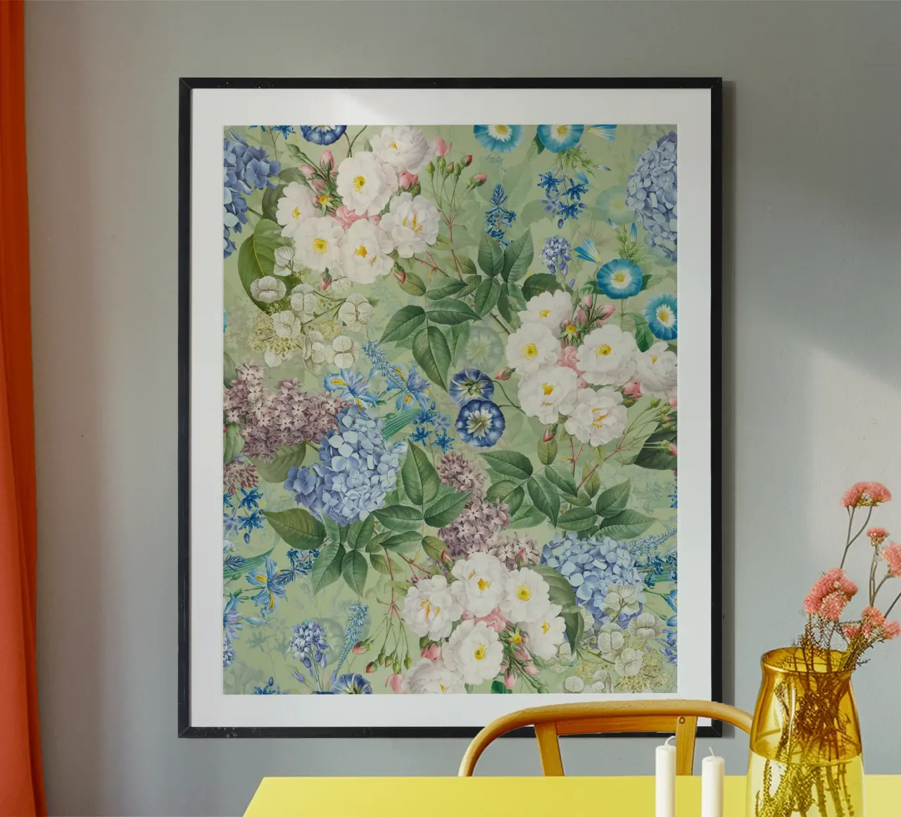 Barockes Pastell Botanischer Blumengarten Poster mit Kunststoffrahmen von Flower Garden - Uta Naumann