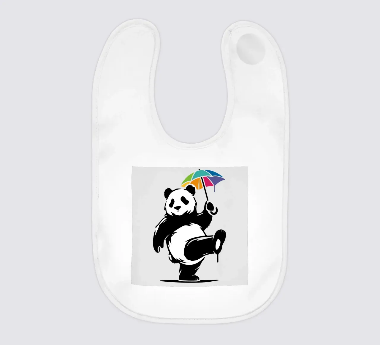 Panda danzante con ombrello arcobaleno bavaglino da namosh