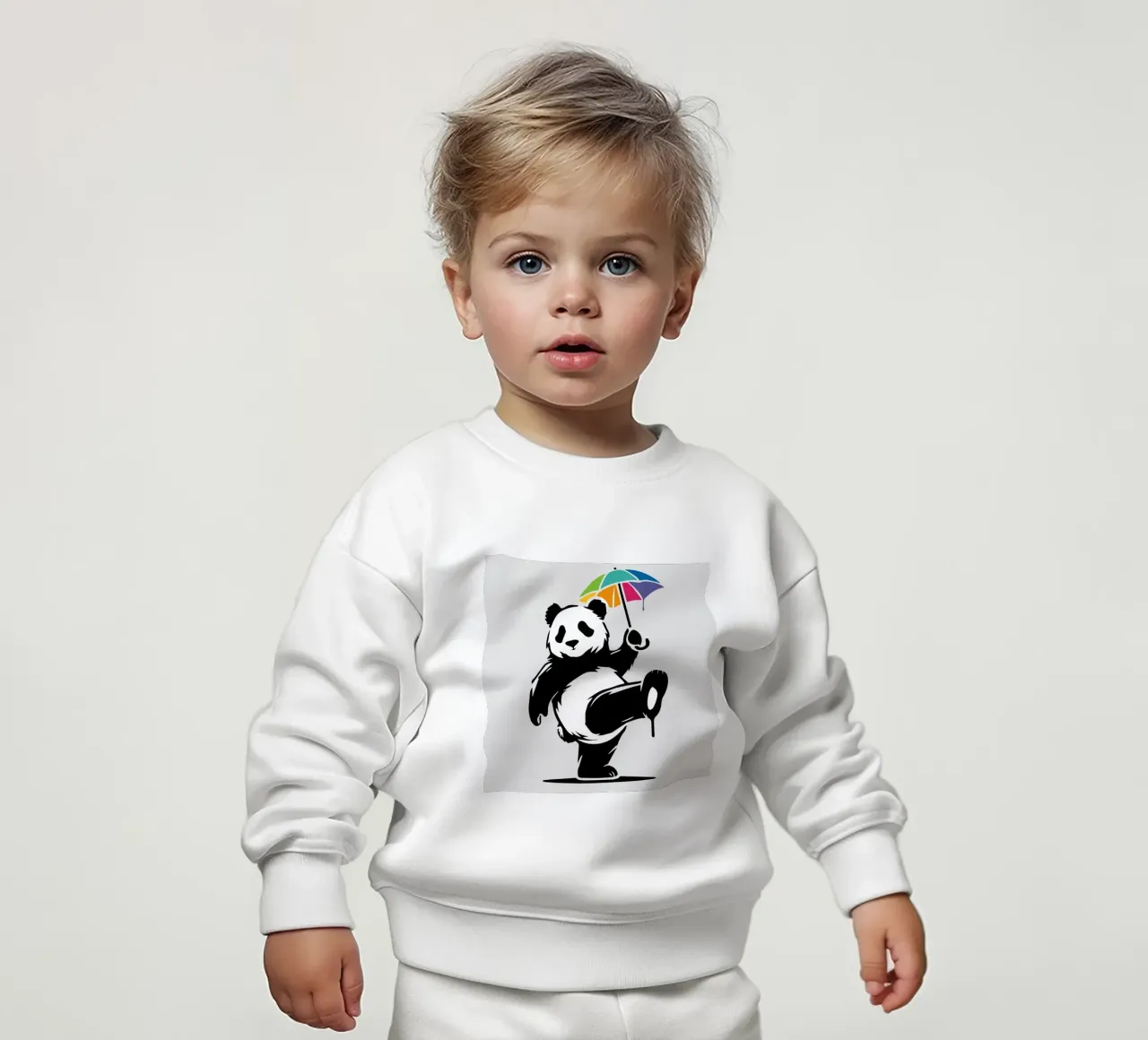 Panda danzante con ombrello arcobaleno felpa neonato da namosh