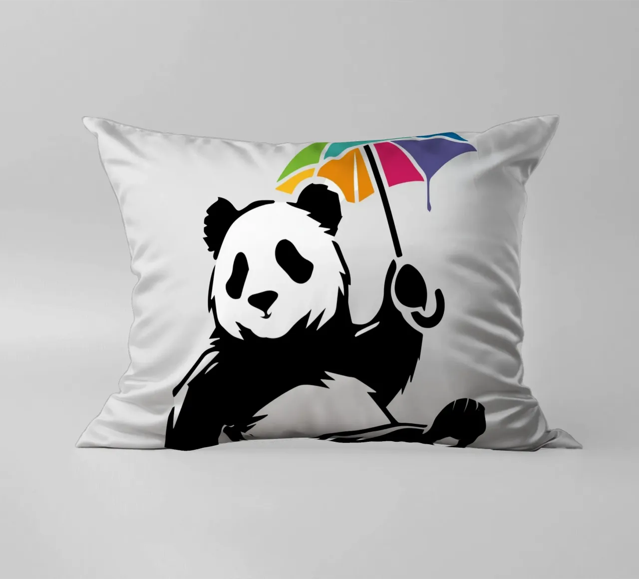 Panda danzante con ombrello arcobaleno cuscino da namosh