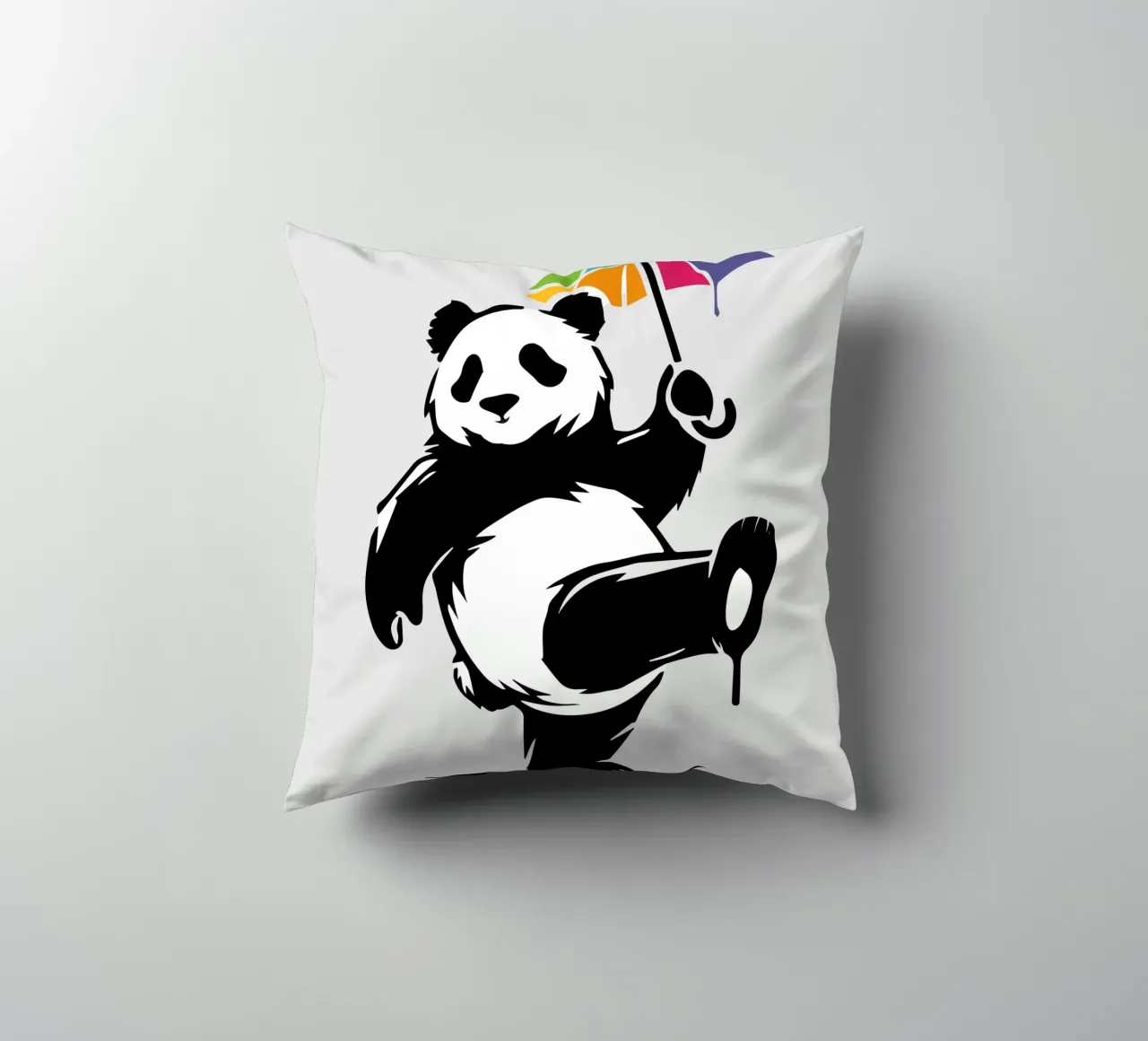 Panda danzante con ombrello arcobaleno cuscino da namosh
