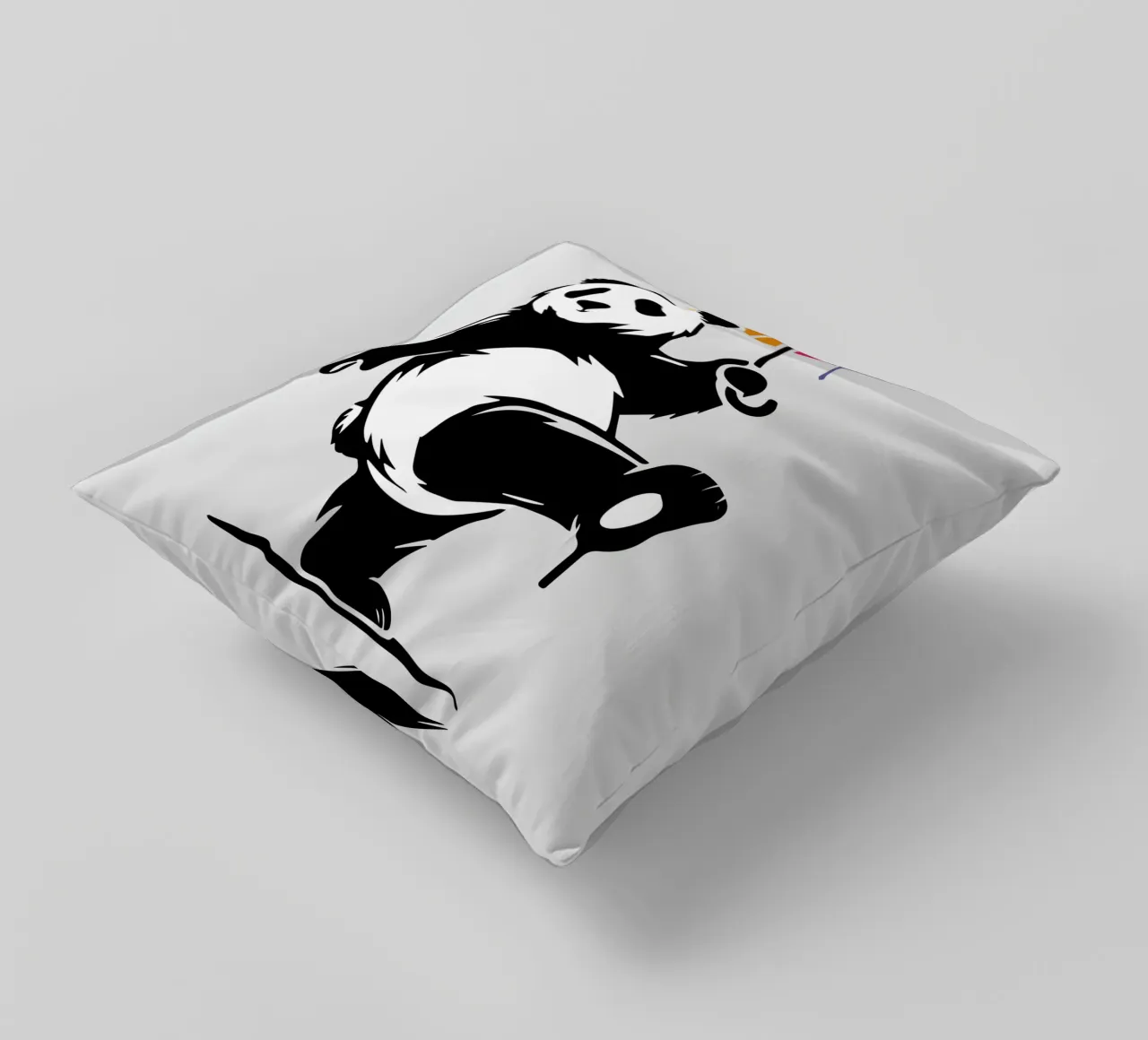 Panda danzante con ombrello arcobaleno cuscino da namosh