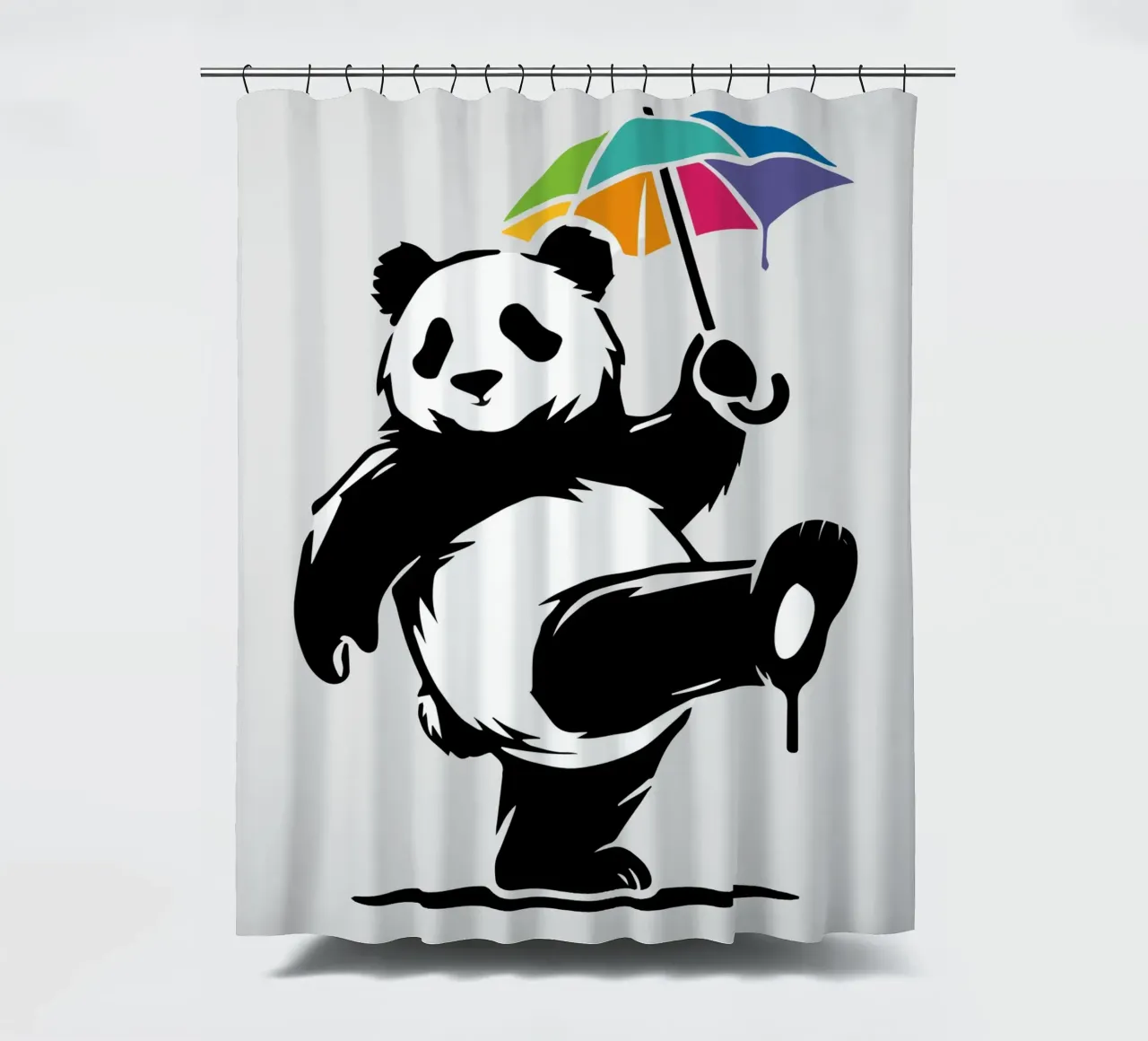 Dansende panda met regenboogparaplu douchegordijn van namosh