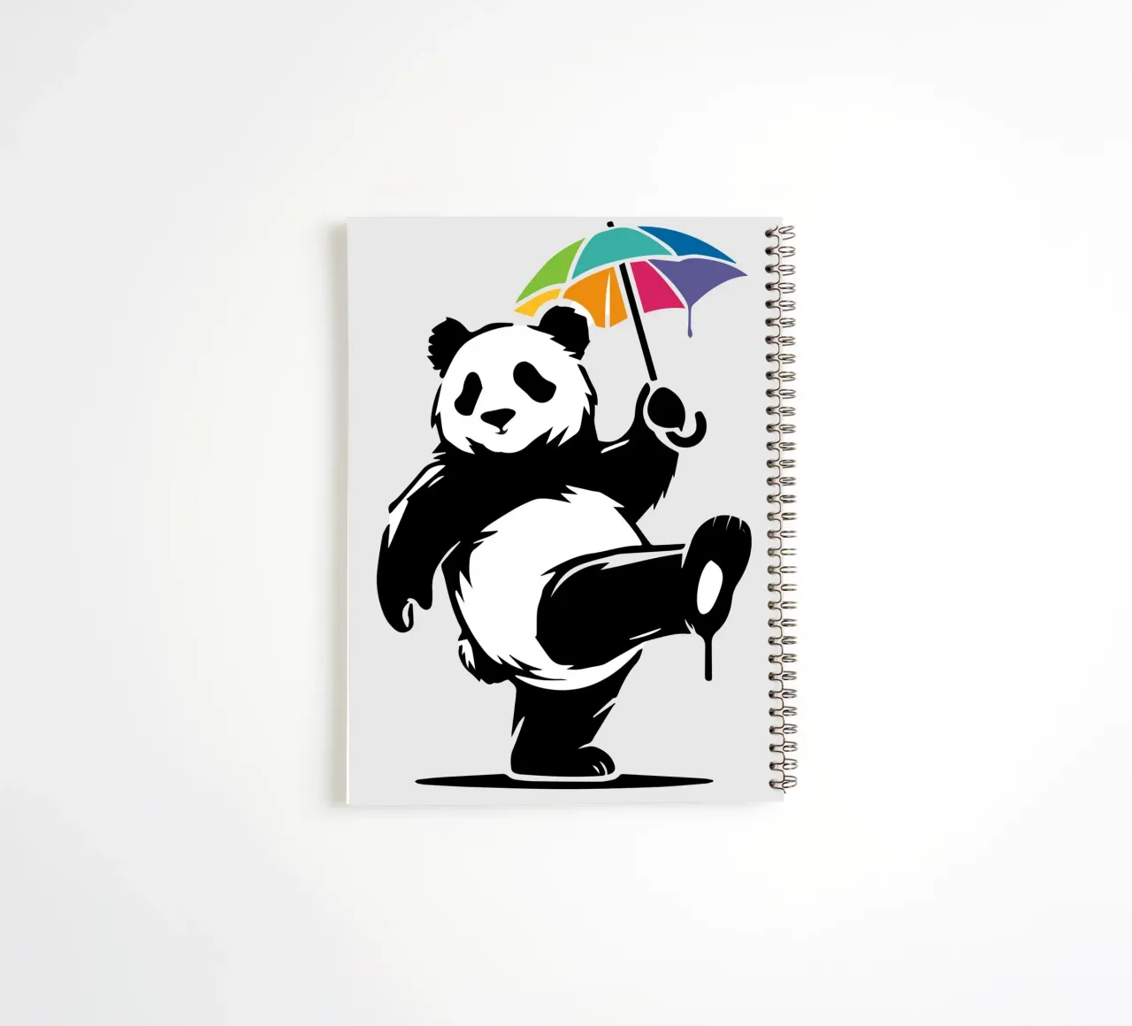 Tanzender Panda mit Regenbogenschirm Ringbuch von namosh