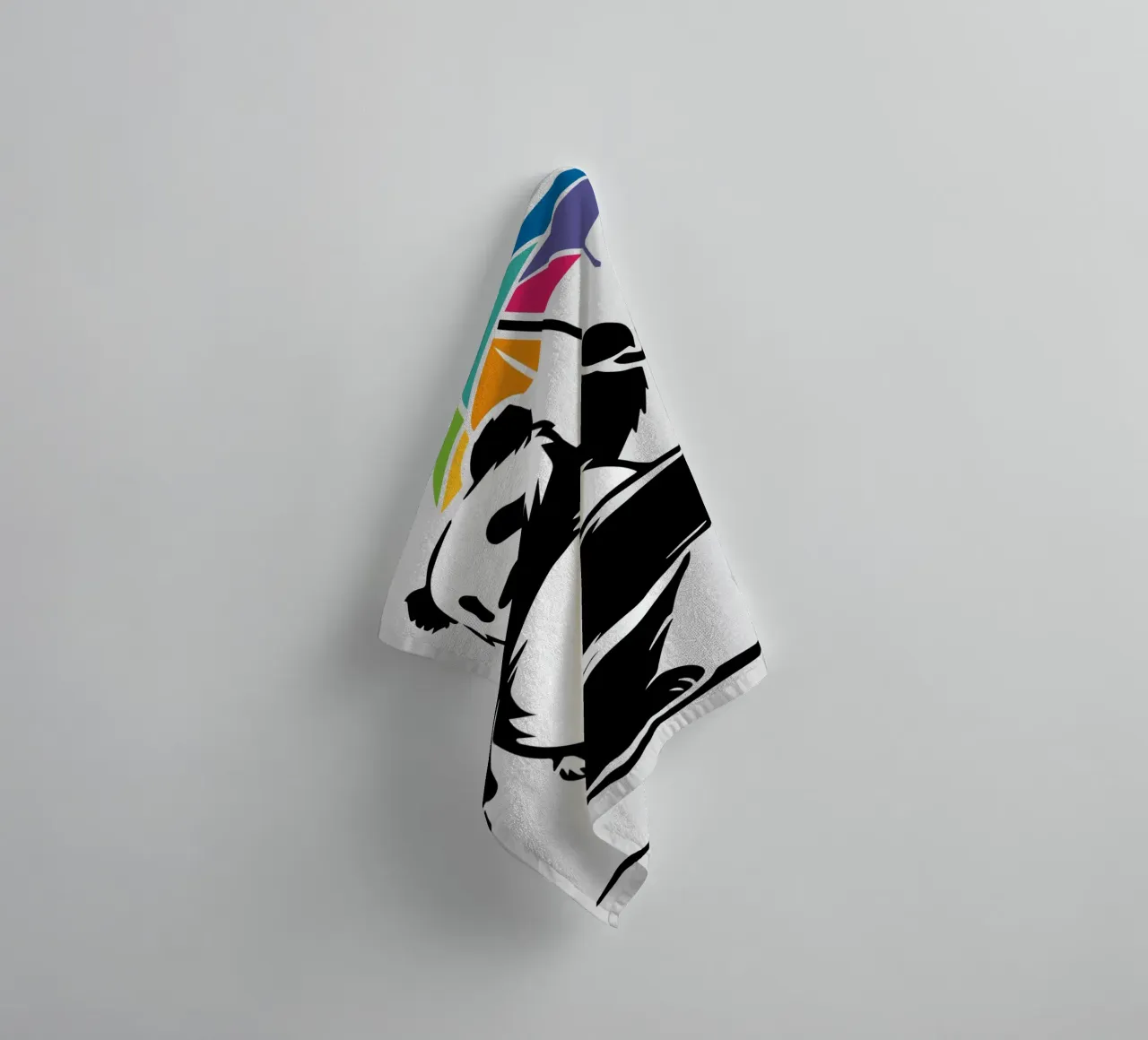 Panda danzante con ombrello arcobaleno asciugamano da bagno da namosh
