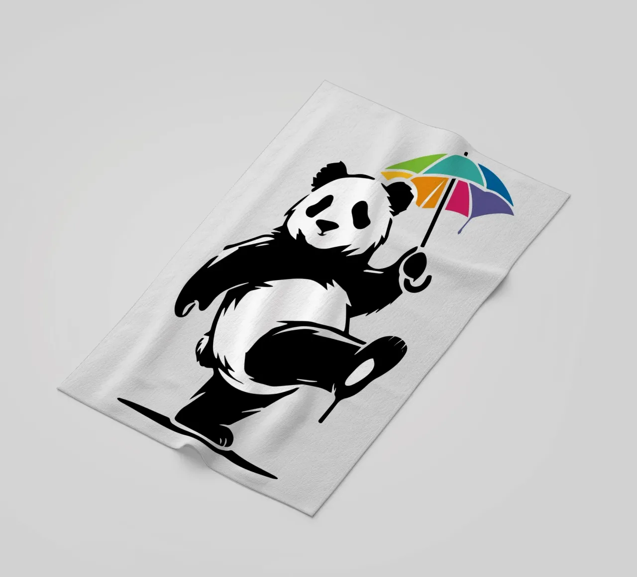 Panda danzante con ombrello arcobaleno telo mare da namosh