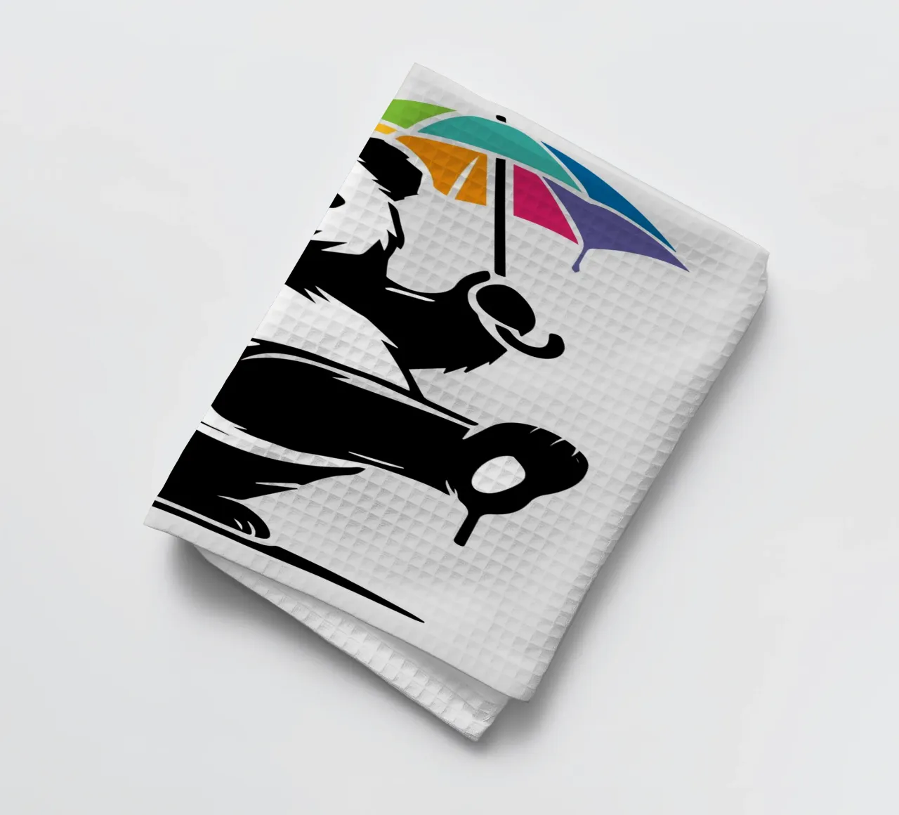 Panda danzante con ombrello arcobaleno canovaccio da cucina da namosh