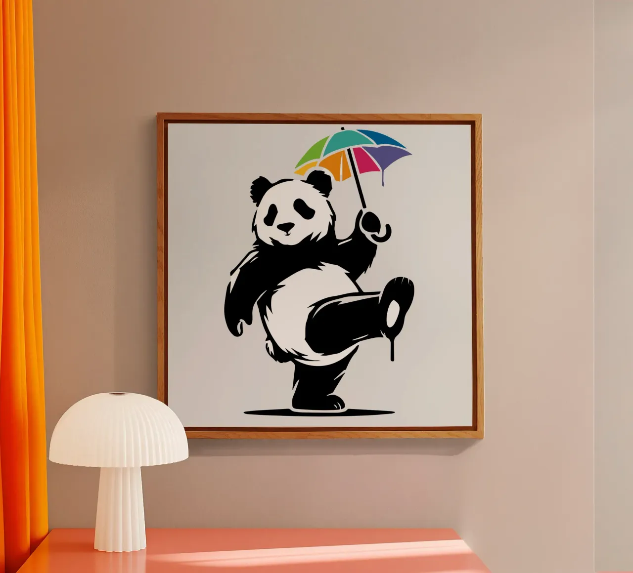 Panda danzante con ombrello arcobaleno plexiglass da namosh