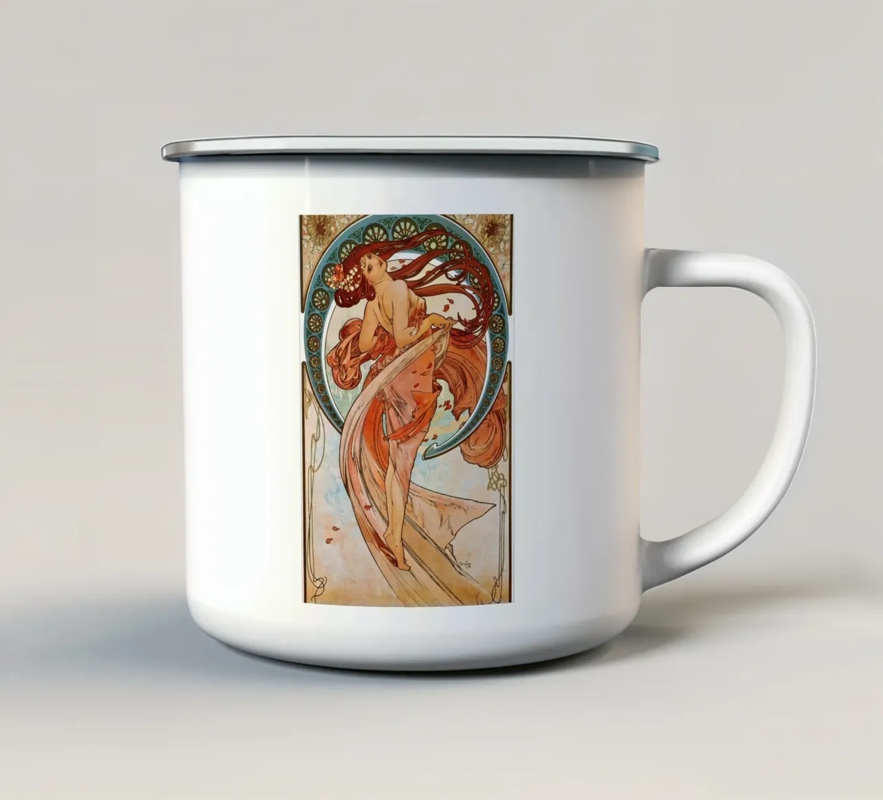 Alfons Mucha - De kunsten: Dans emaille mok van ARTOTHEK