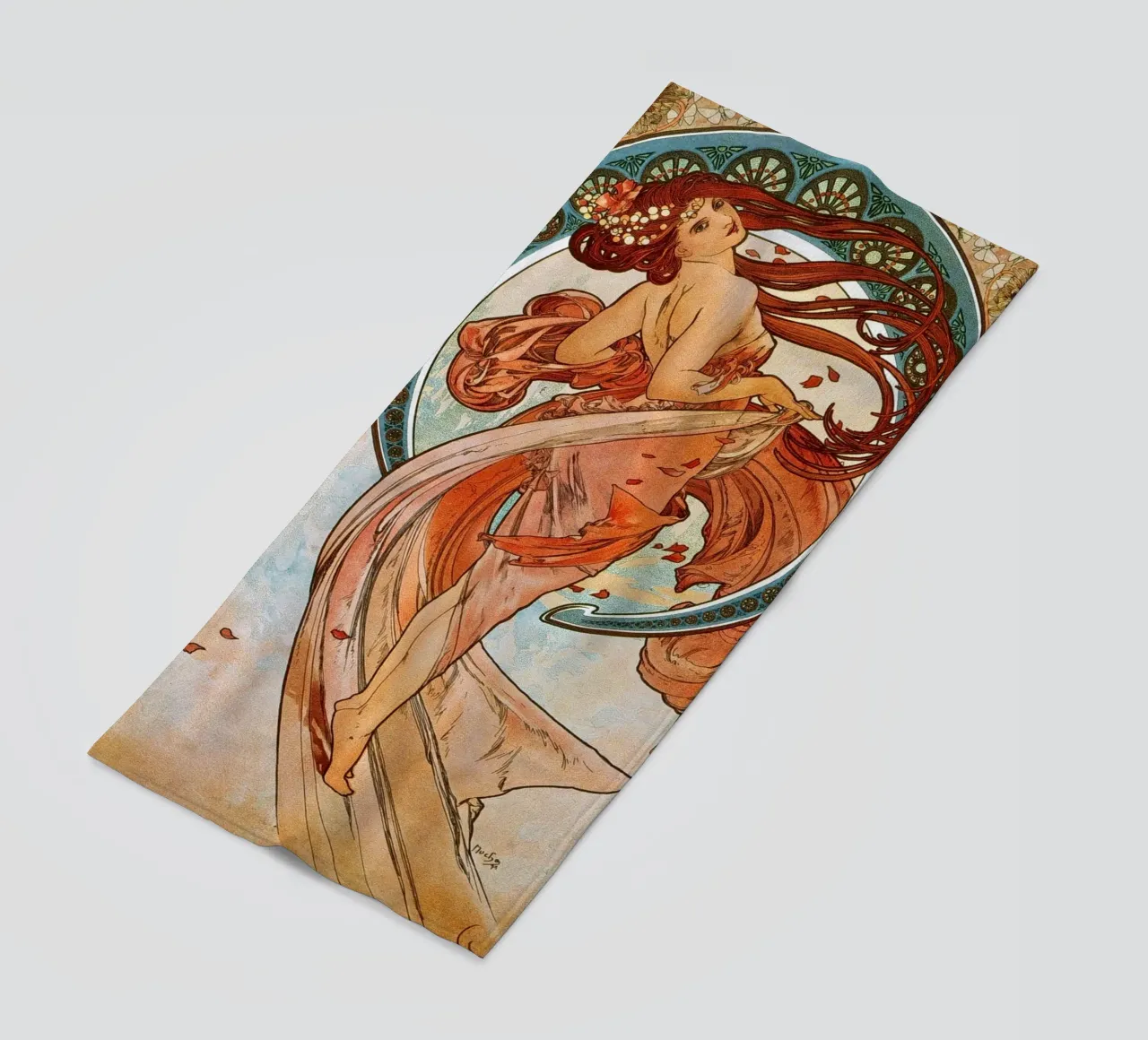 Alfons Mucha - The Arts: Dance beach towel by ARTOTHEK