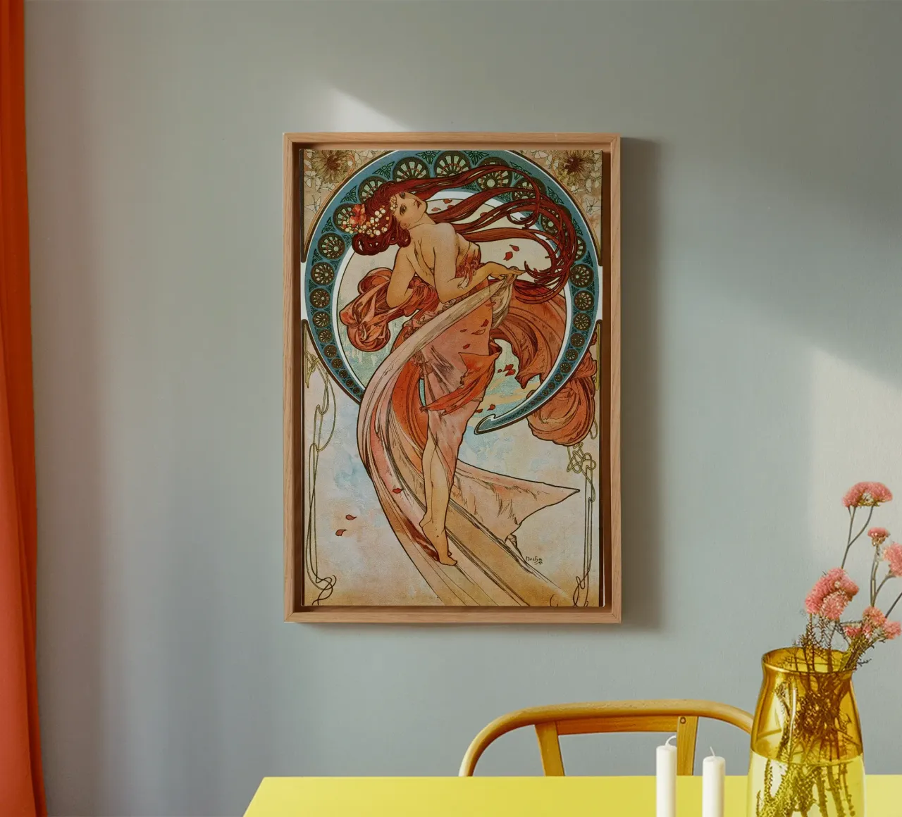 Alfons Mucha - De kunsten: Dans canvas met Baklijst van ARTOTHEK