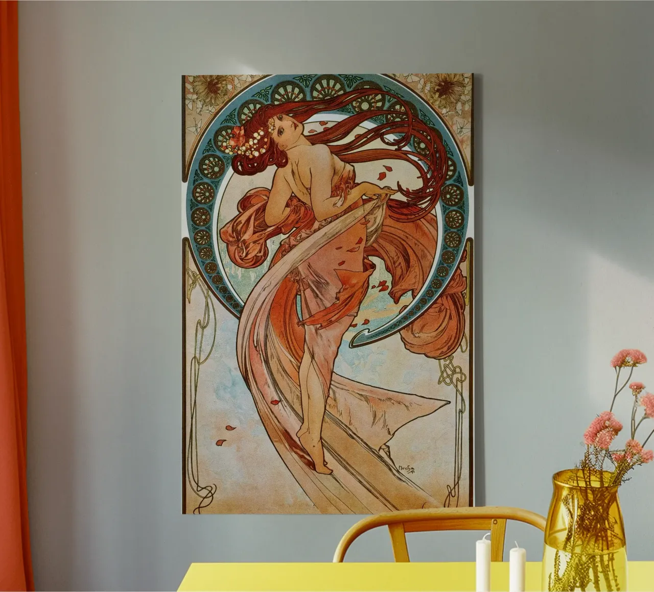 Alfons Mucha - De kunsten: Dans canvas met Baklijst van ARTOTHEK