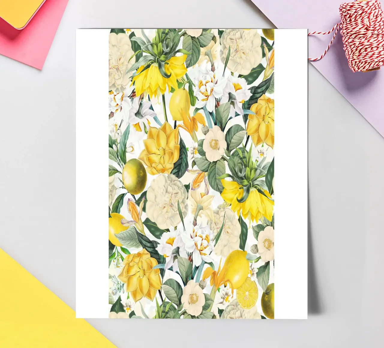 Gelber und weißer tropischer botanischer Blumengarten Stickerbogen von Flower Garden - Uta Naumann