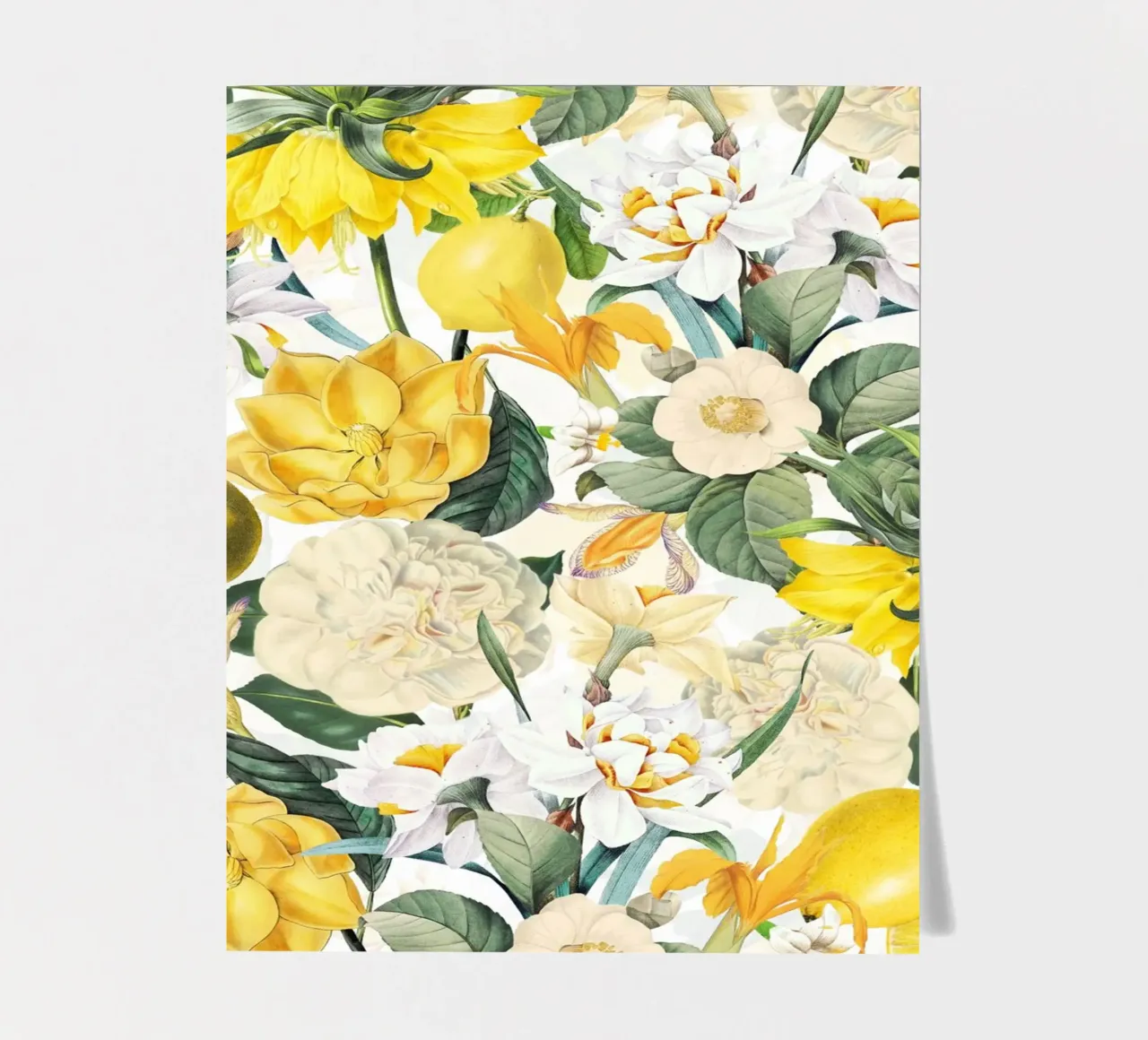 Gelber und weißer tropischer botanischer Blumengarten Stickerbogen von Flower Garden - Uta Naumann