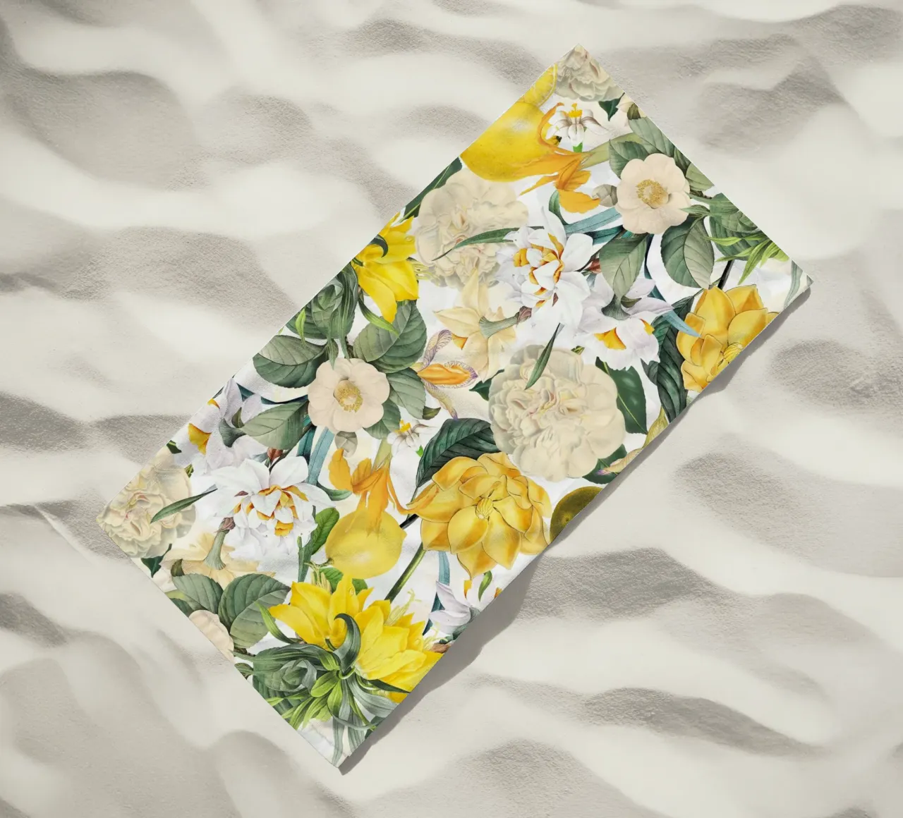 Giardino botanico giallo e bianco di fiori tropicali telo mare da Flower Garden - Uta Naumann