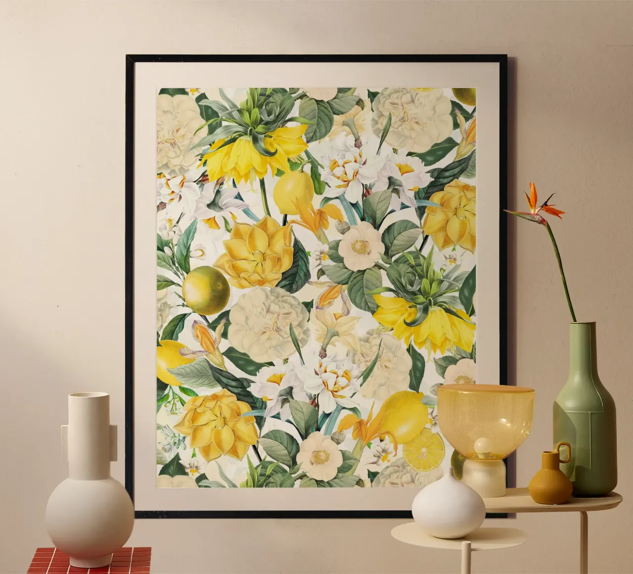 Giardino botanico giallo e bianco di fiori tropicali carta hahnemühle da Flower Garden - Uta Naumann
