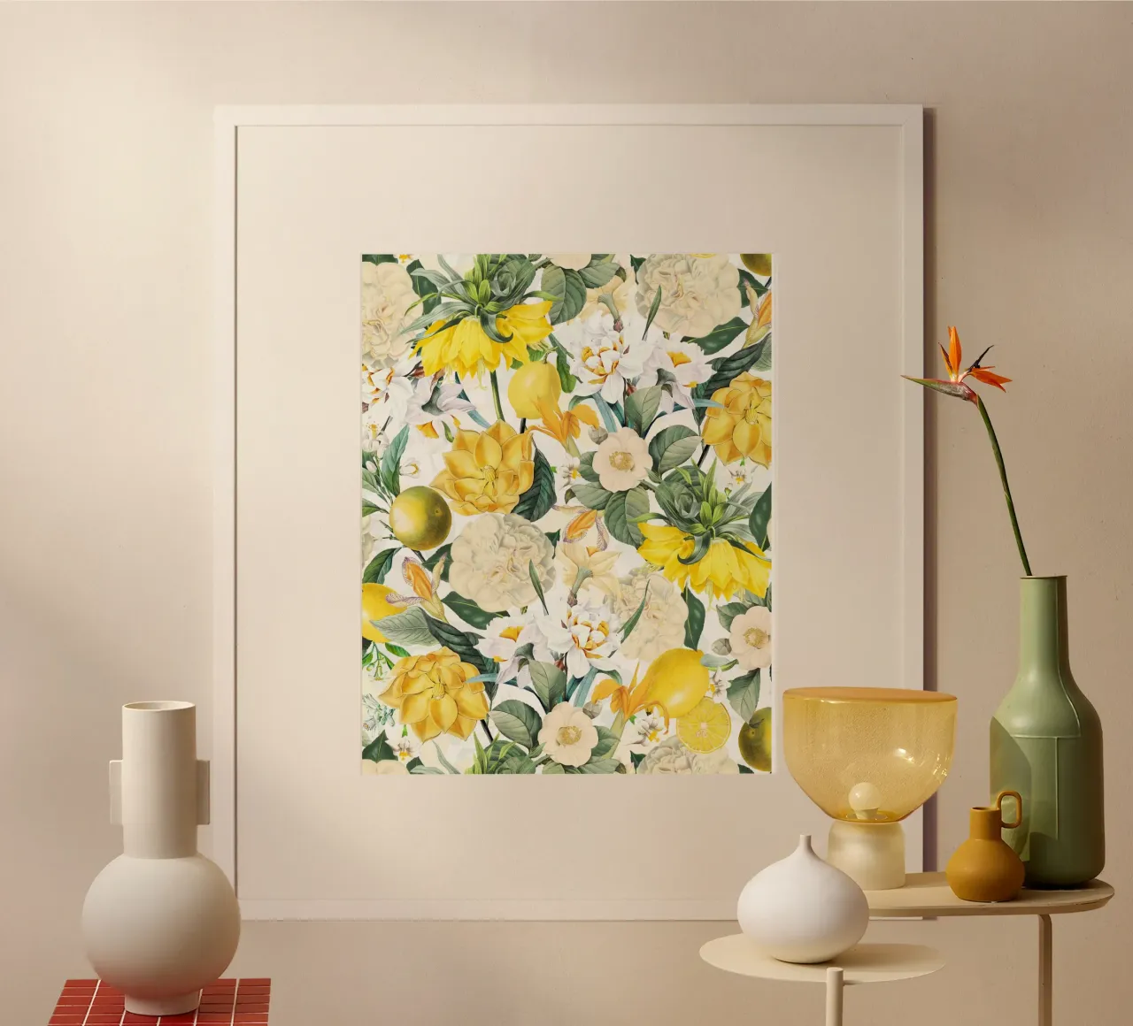 Giardino botanico giallo e bianco di fiori tropicali carta hahnemühle da Flower Garden - Uta Naumann