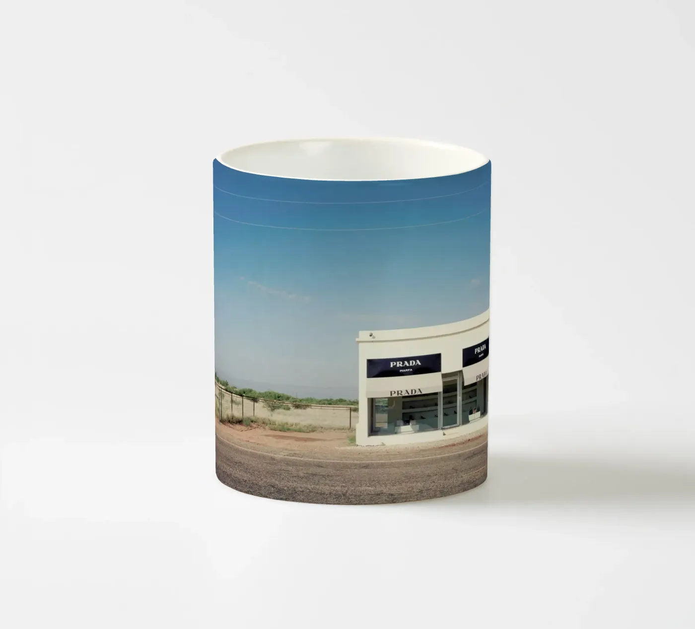 Prada Marfa ceramic mug by Catherine McDonald