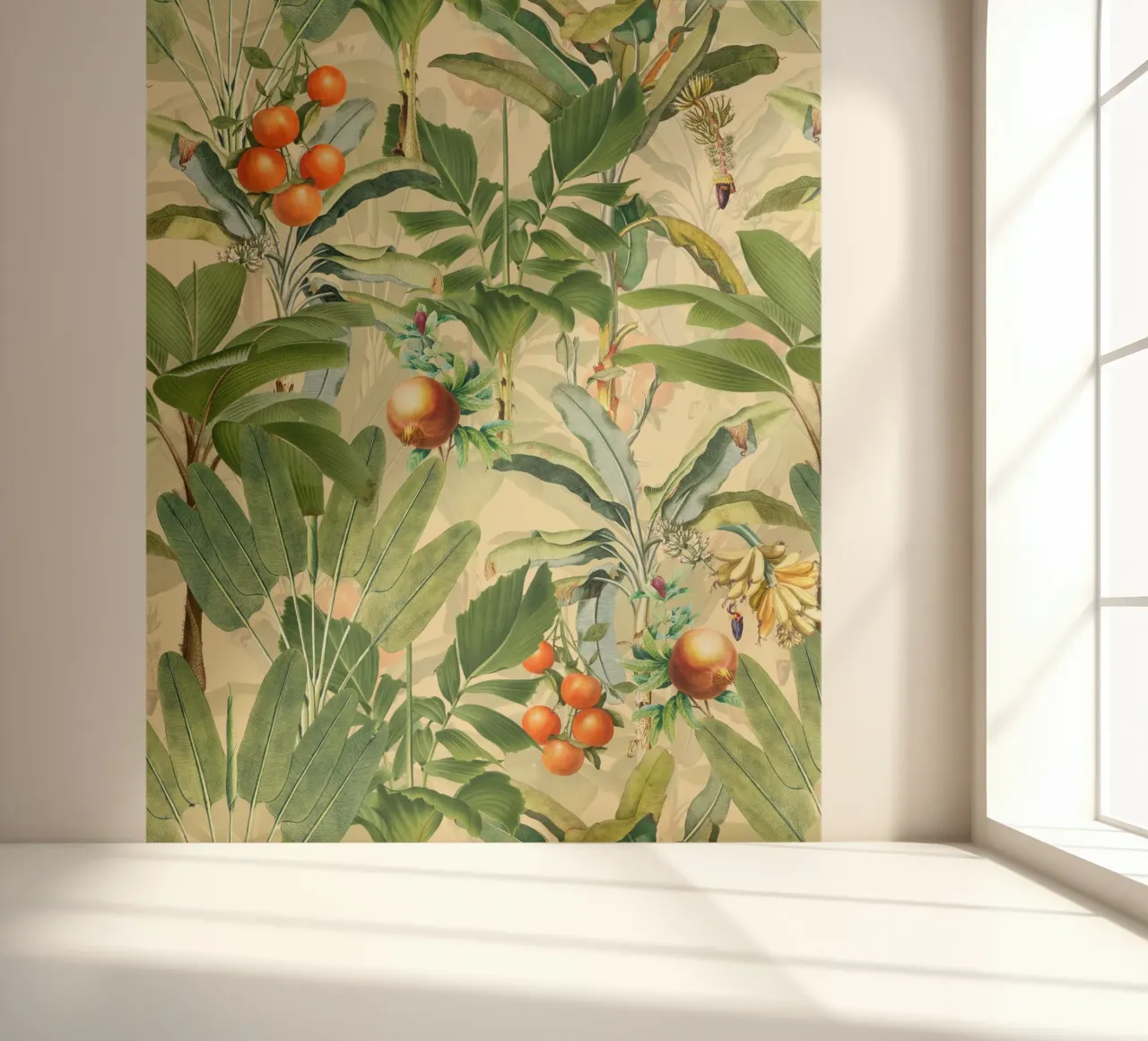 Tropical Fruits And Palm Leaves Garden photo wallpaper by Flower Garden - Uta Naumann