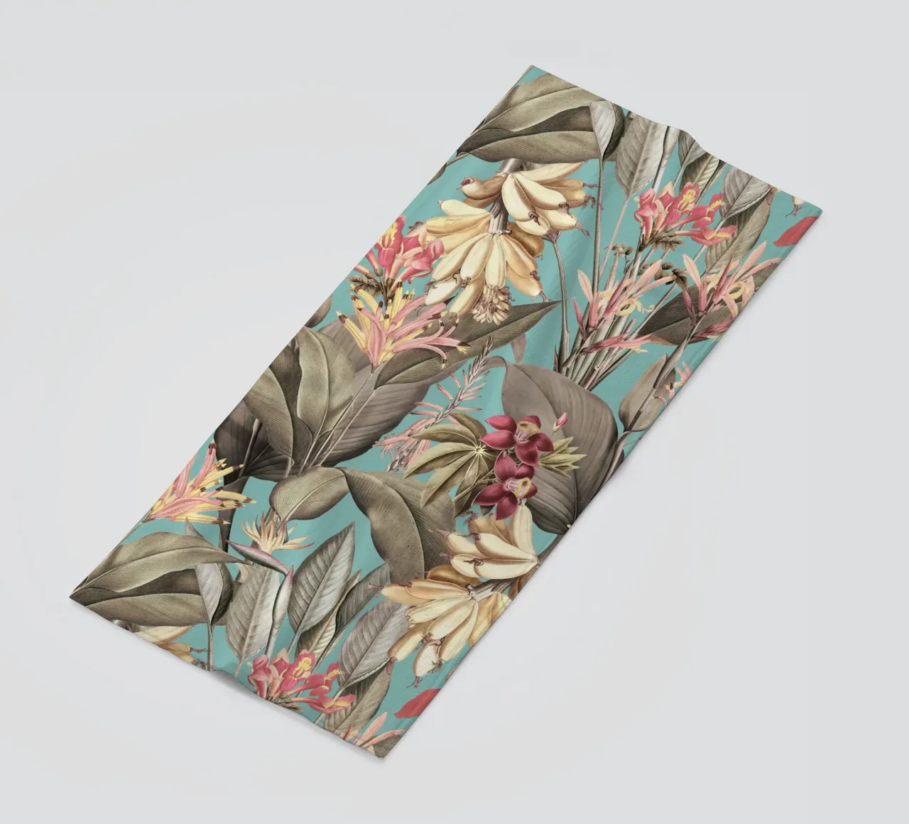 Vintage Sepia Turquoise Tropical Flower Garden beach towel by Flower Garden - Uta Naumann