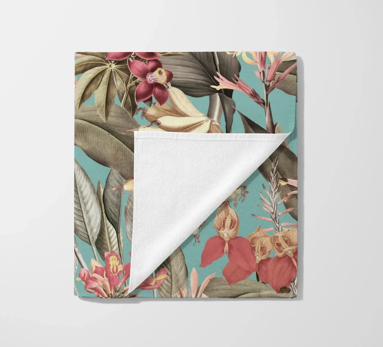 Vintage Sepia Turquoise Tropical Flower Garden beach towel by Flower Garden - Uta Naumann