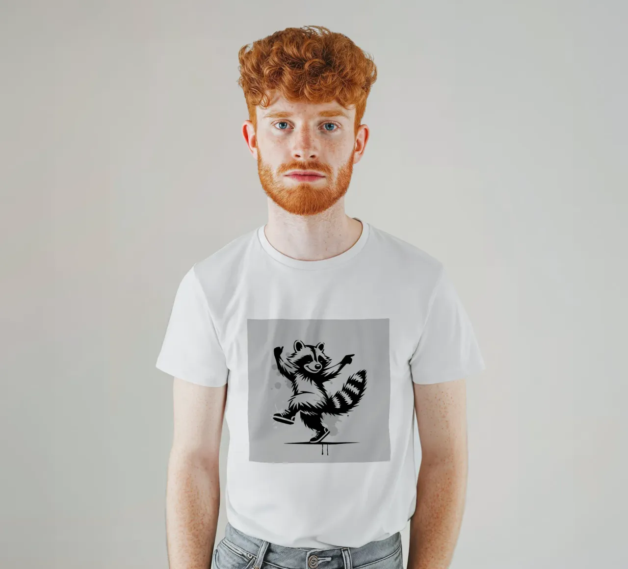Procione danzante in stile stencil t-shirt da namosh