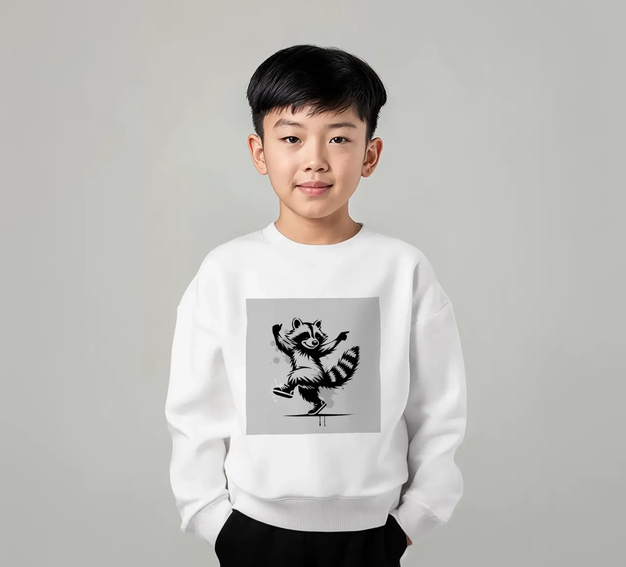 Procione danzante in stile stencil felpa bambino da namosh