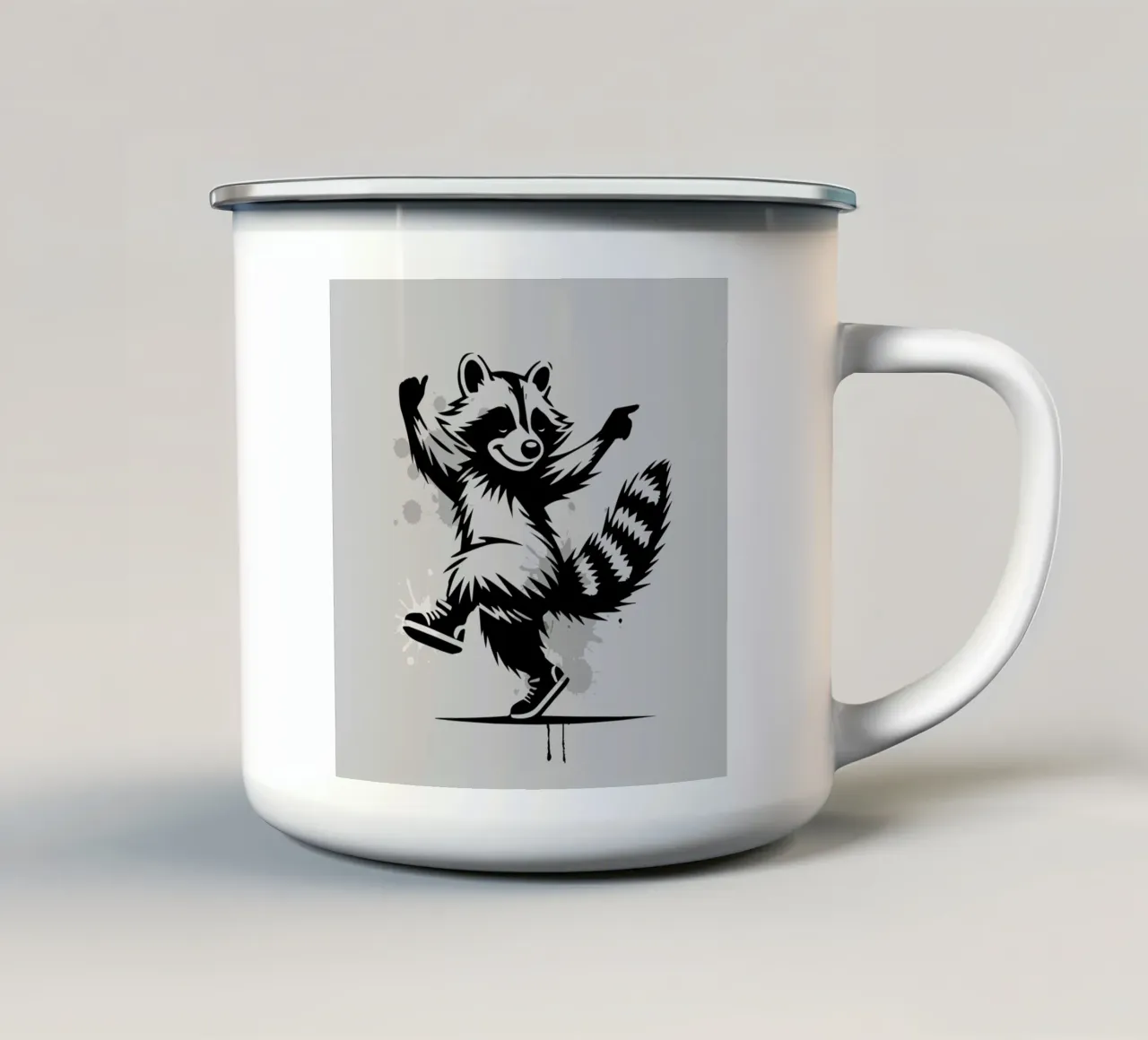 Procione danzante in stile stencil tazza in smalto da namosh