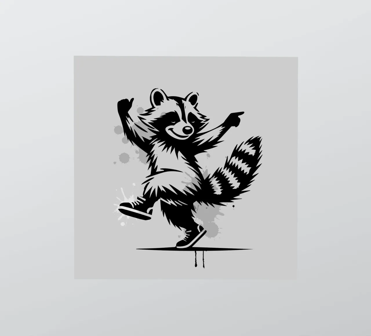 Dancing raccoon in stencil style sticker by namosh