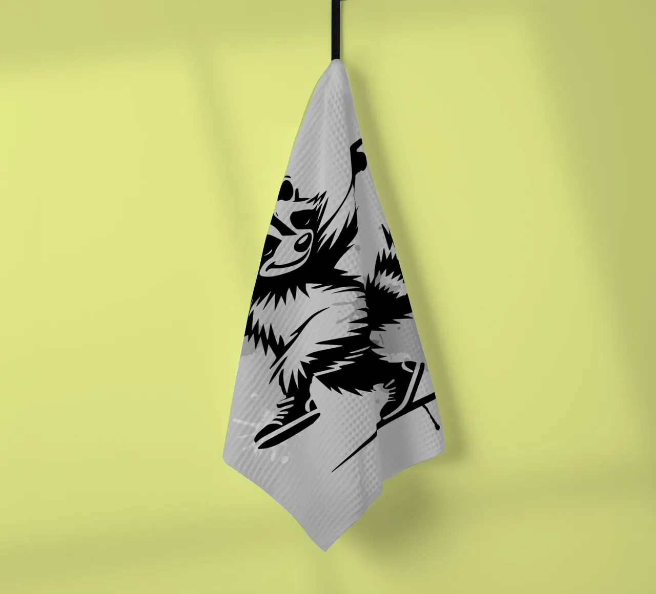 Raton laveur dansant dans le style stencil torchon de namosh
