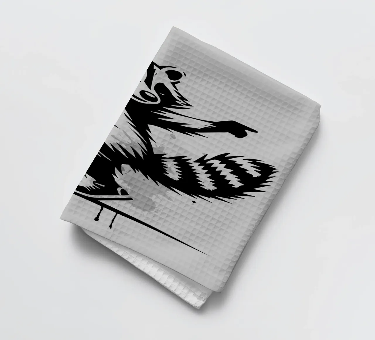 Raton laveur dansant dans le style stencil torchon de namosh
