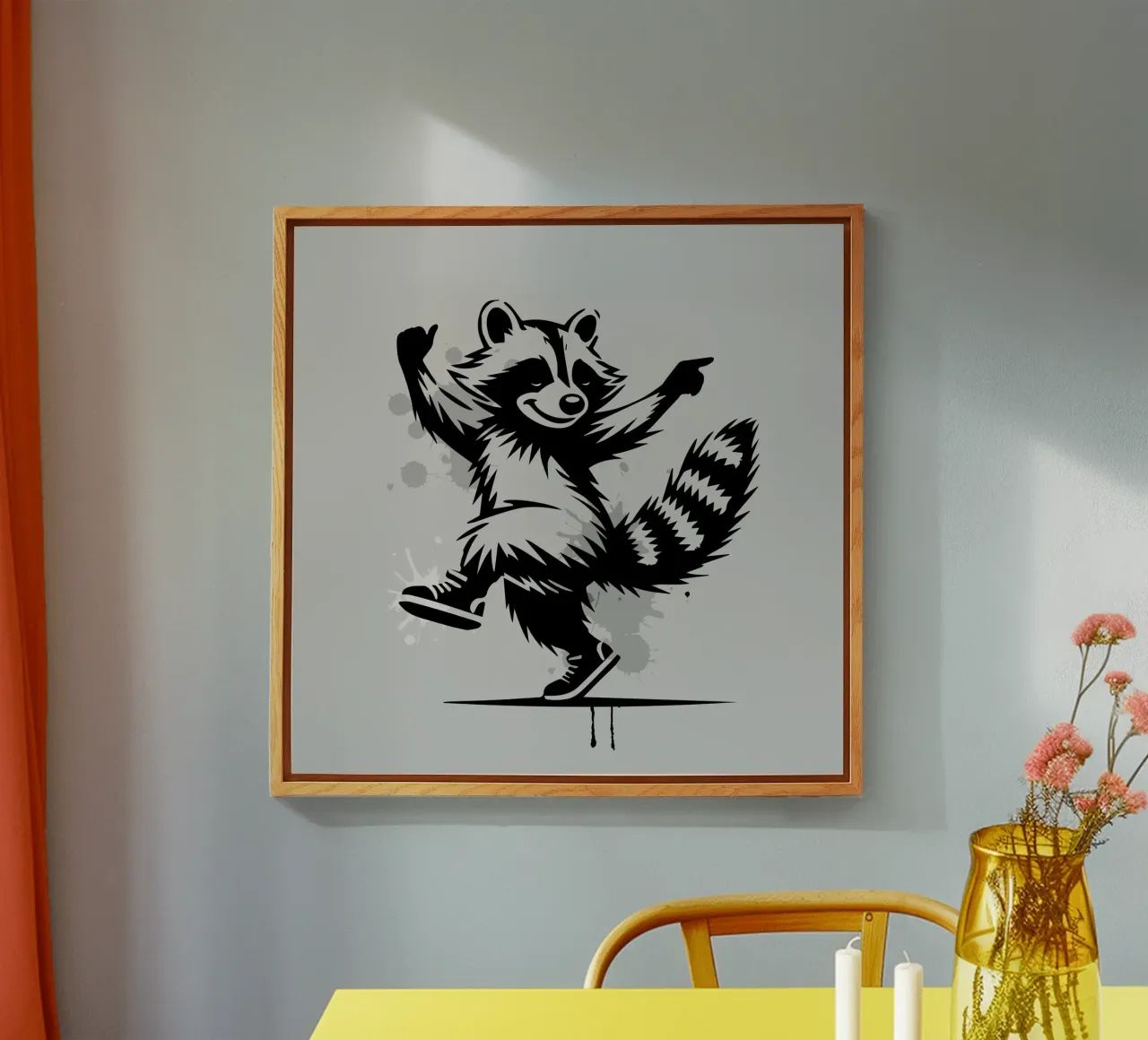 Procione danzante in stile stencil plexiglass da namosh