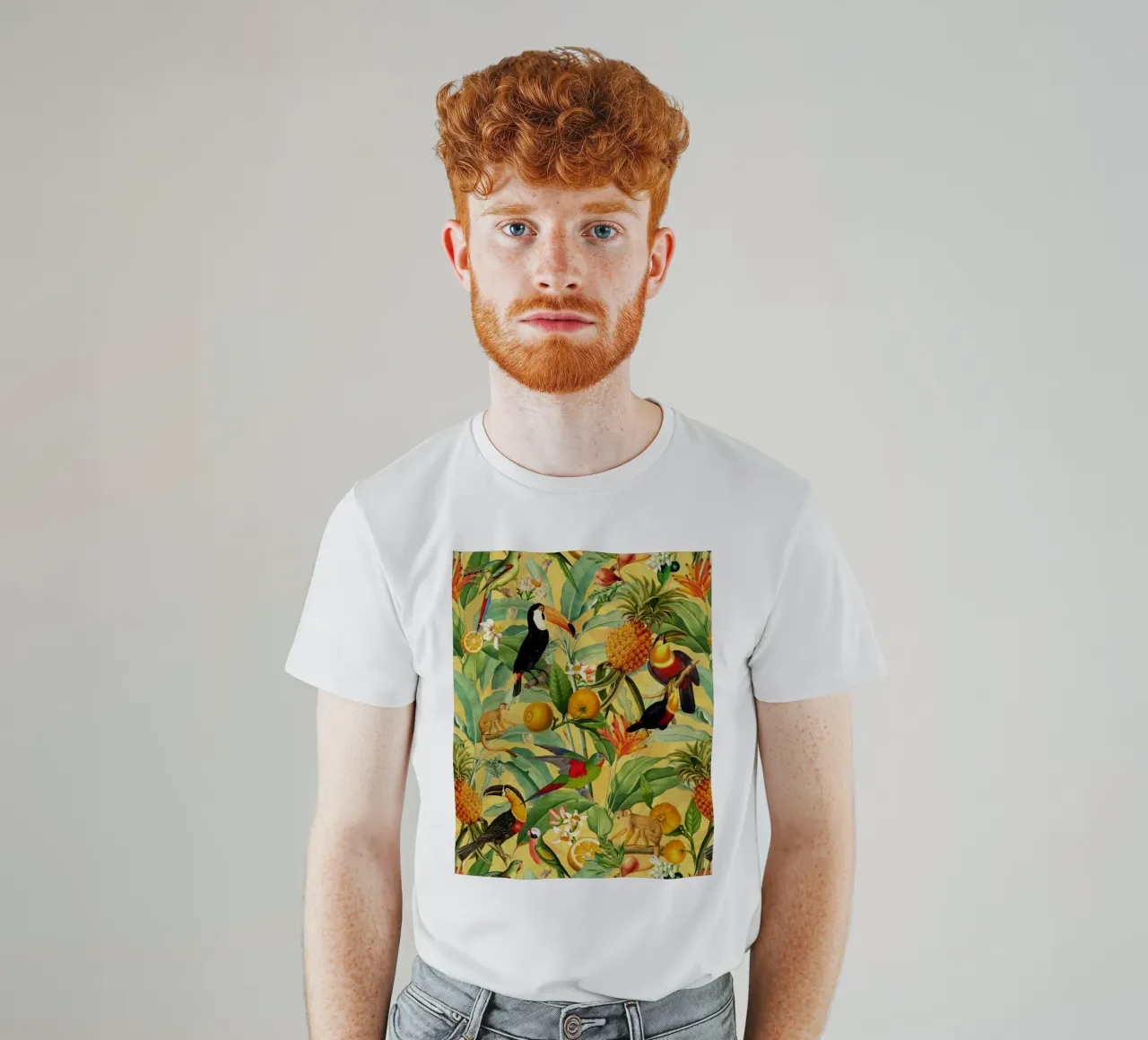 Tucani, scimmie e frutta tropicale Giardino Botanico t-shirt da Flower Garden - Uta Naumann