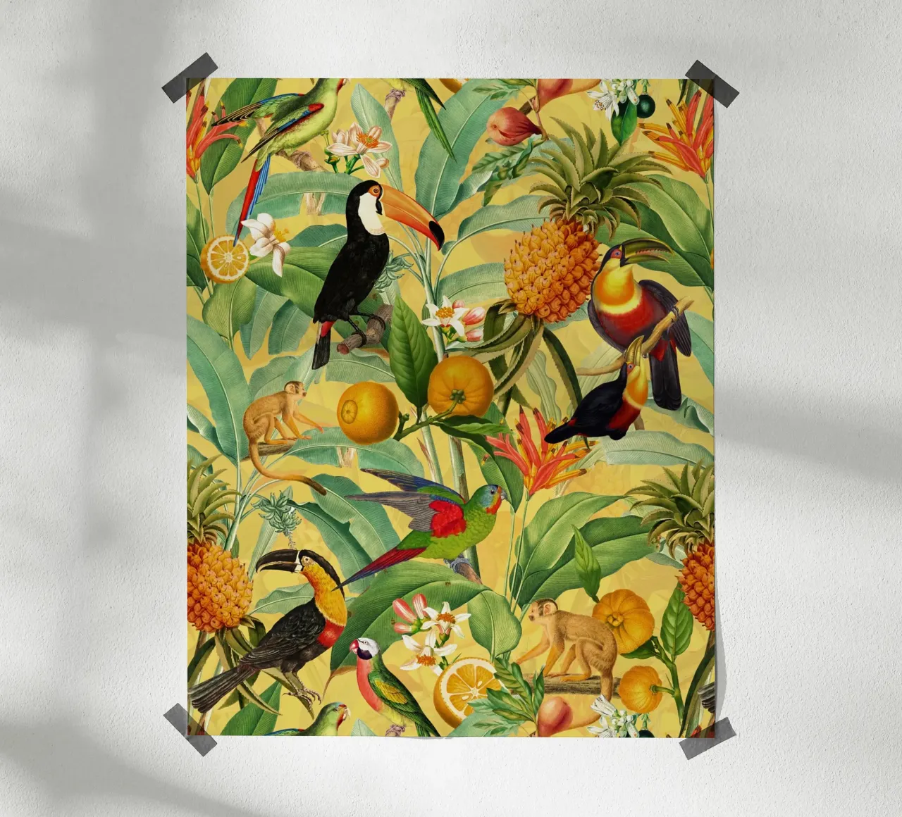 Tucani, scimmie e frutta tropicale Giardino Botanico carta hahnemühle da Flower Garden - Uta Naumann