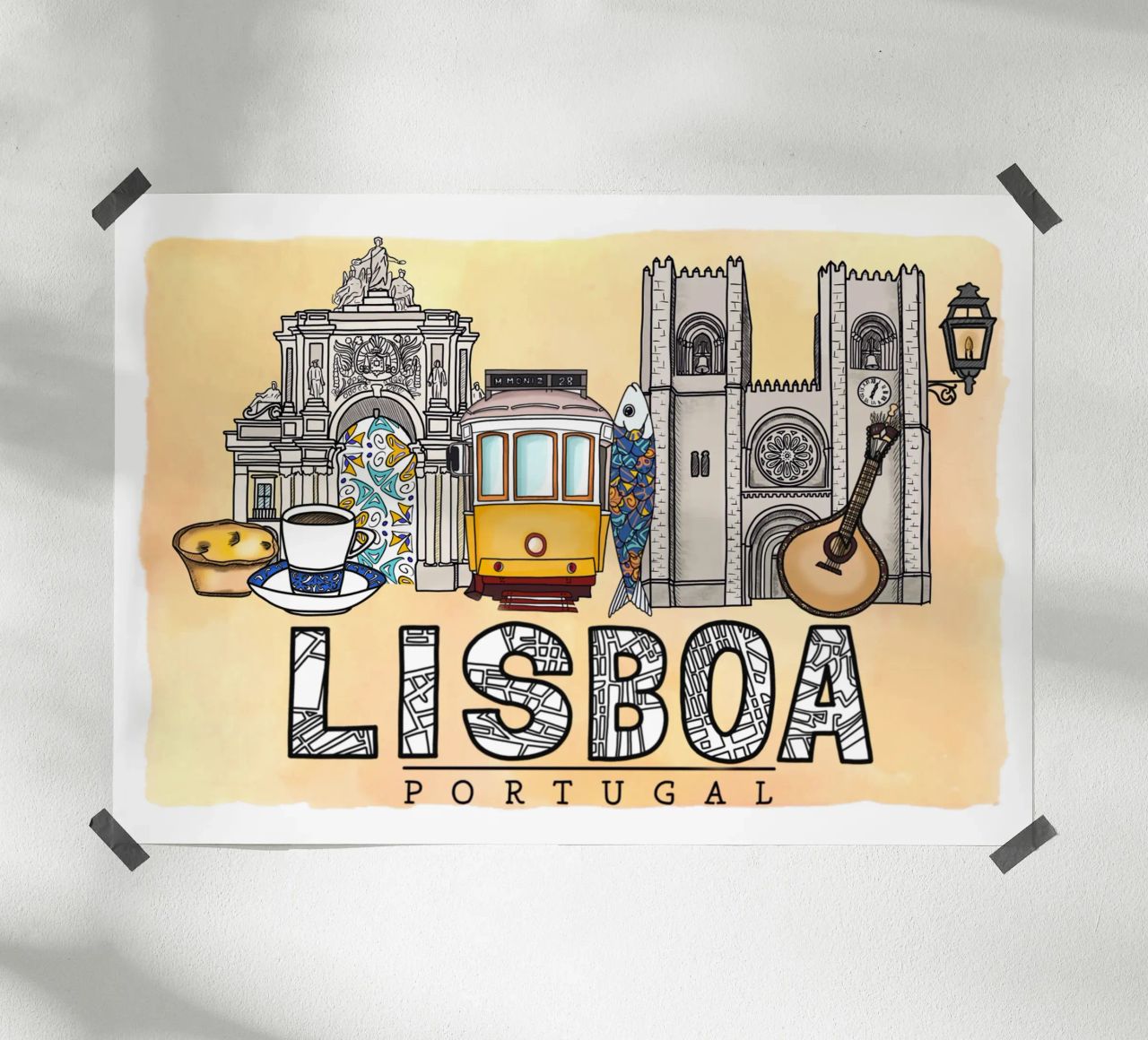 Skyline Lisbon poster de Claudiabrueggen